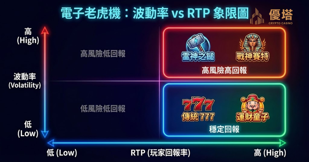 老虎機波動率與RTP關係圖-雷神之鎚與戰神賽特比較
